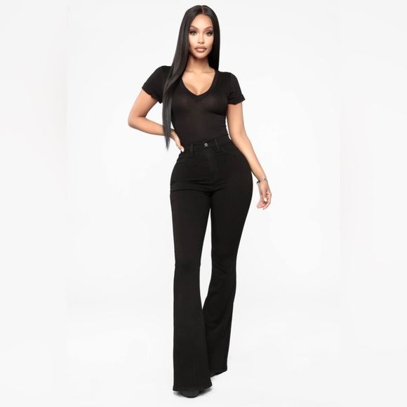 Fashion Nova Denim - Deep In My Soul Flare Jeans - Black